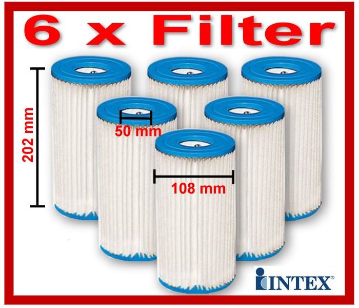 6x Intex Filterkartusche Typ AErsatzfilter für PoolpumpeKartuschenfilter 